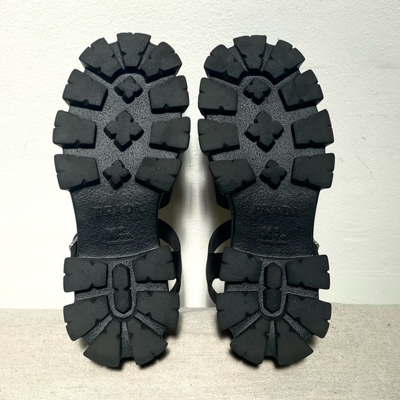 Prada black rubber monolith chunky fisherman lug sole sandals size 7 - Picture 10 of 11